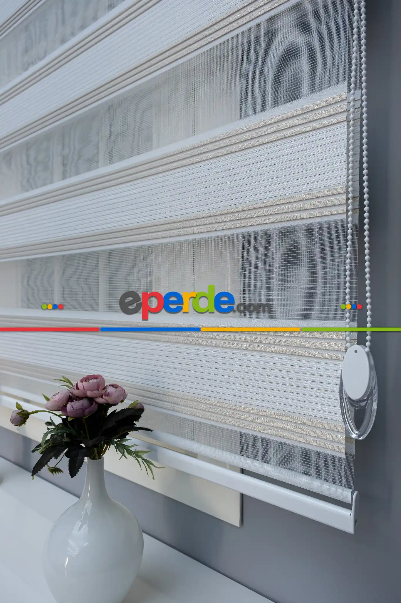 Oturma Odası - Zebra Perde Simli Pileli Yüksek Kalite Pliseli Zebra - Kornişe Kolay Montaj Ayağı Seçenekli - Standart Metal Kasalı