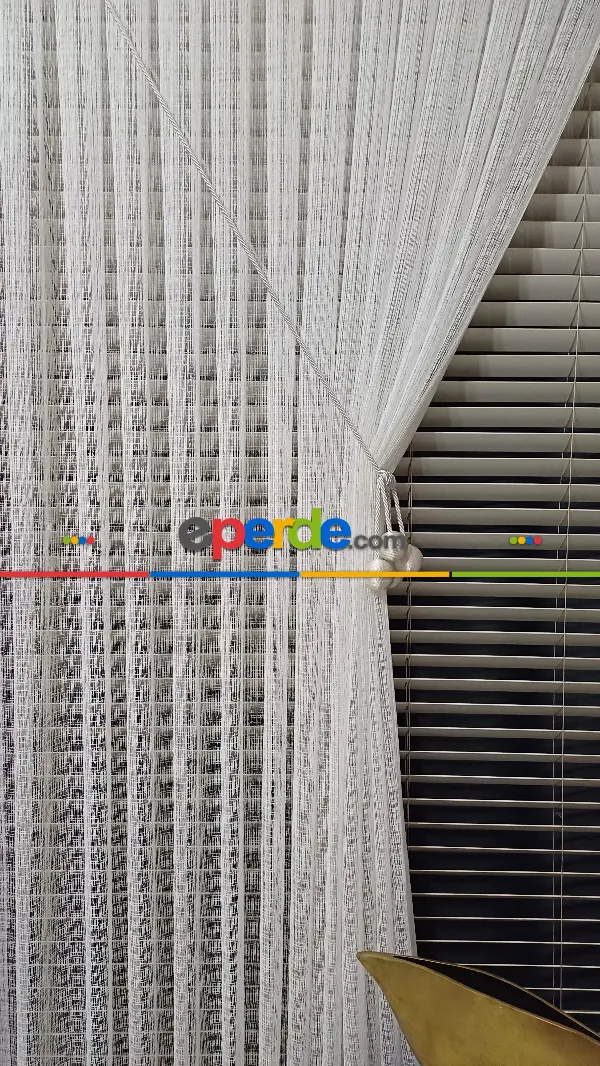 Avangard Tığ Örme Ekru Renk File Tül Perde