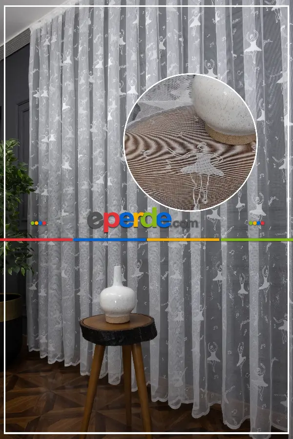 Balerin Modeli Kız Cocuk Odası Tül Perde