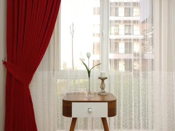 Salon Fon - Kırmızı Koyu Düz Fon Perde Dökümlü Birinci Kalite 300 Cm Geniş En Daha Hesaplı- Kırmızı Koyu