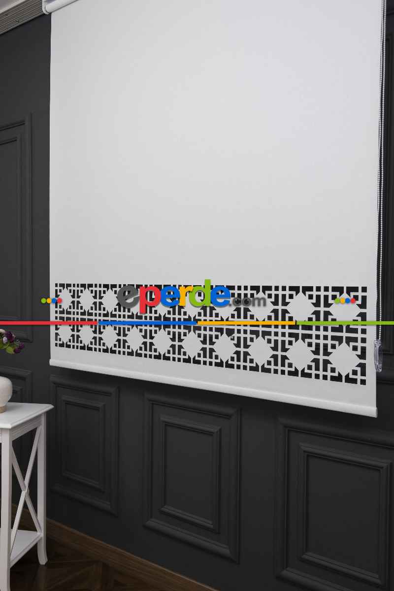 Ekru Renk Lazer Kesim Mat Stor Perde (ister Düz - İster Lazer Kesimli Satın Alın)