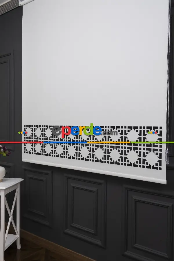 Yatak Odası - Ekru Renk Lazer Kesim Mat Stor Perde (ister Düz - İster Lazer Kesimli Satın Alın)