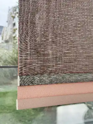 Yavruağzı Kahverengi Çiftli Sistem Tül Stor Perde, Standart Metal Kasalı Yüksek Kalite Kornişe Kolay Montaj Seçenekli