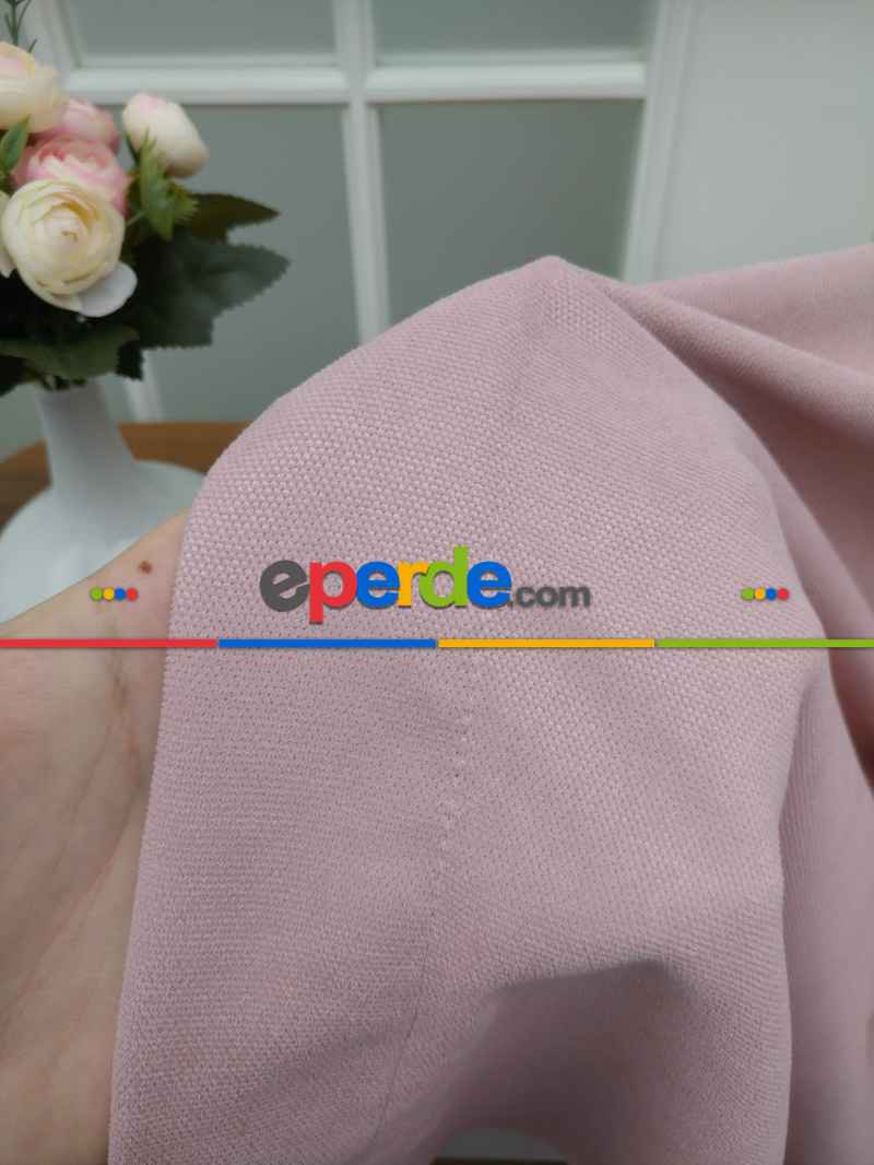 Pudra Pembe -gül Kurusu - Düz Fon Perde (300cm 1.kalite Dökümlü Fon Perde)- Pembe Pudra Pembe