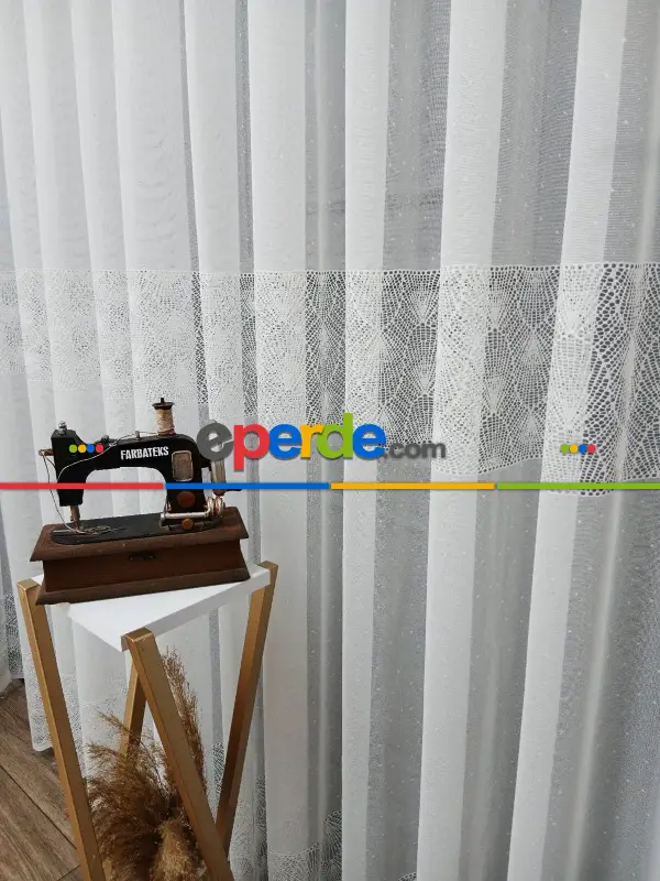 Oturma Odası - Taç Yakamoz Örme Ütü İstemez Kırışmaz Tül Perde