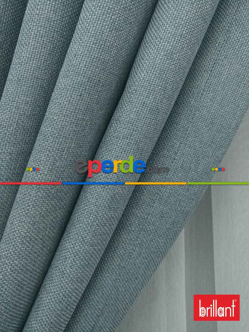 Brillant Keten Açık Havai Mavi Renk Düz Fon Perde - Mavi Doymamış-mint