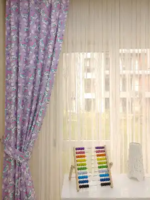 Kız Bebek & Çocuk Odası Fenomen Kedi Fon Perde Modelleri- Pembe-Lila-Mint