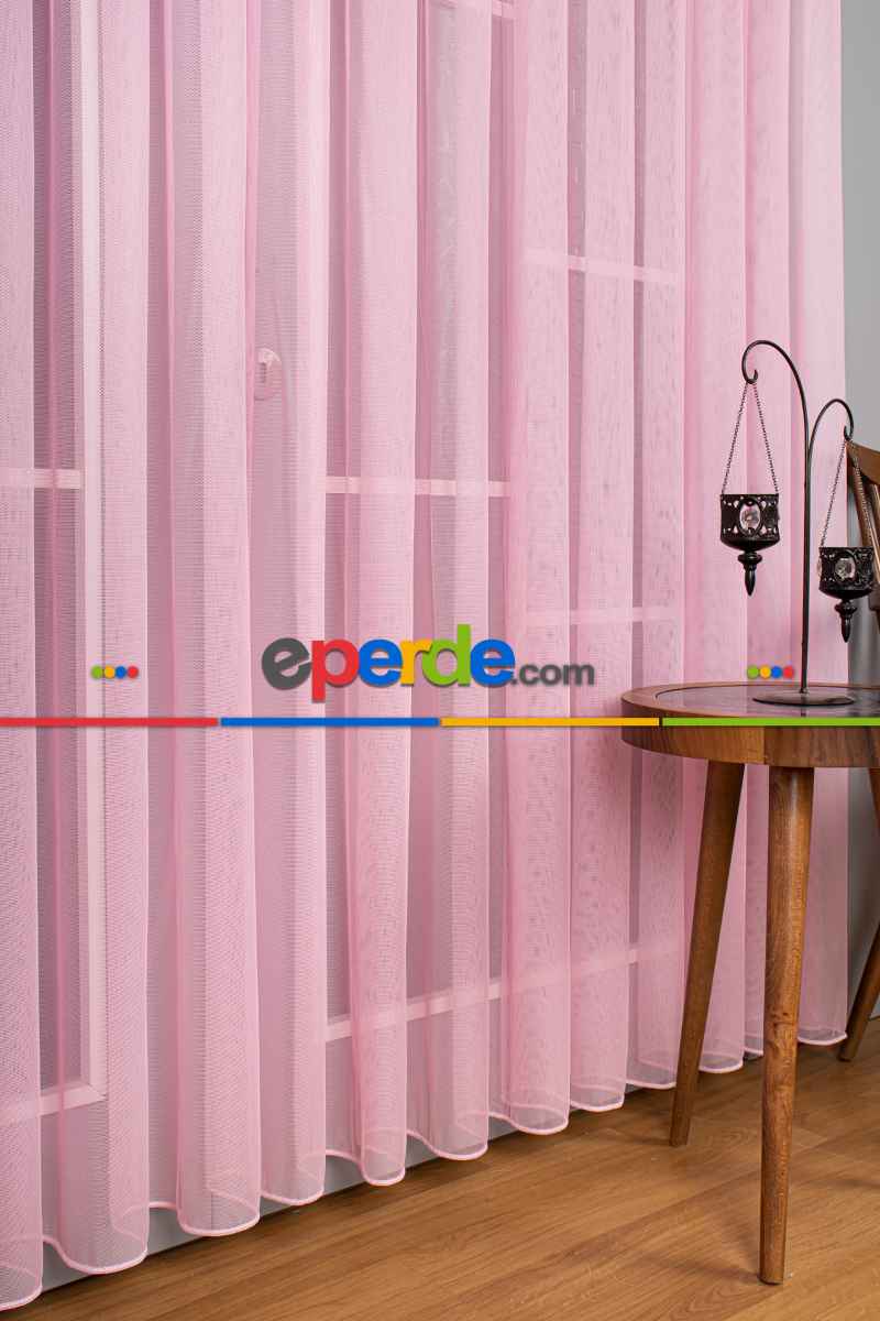 Yatak Odası - Şeker Pembe Grek Tül Perde Petek Zemin