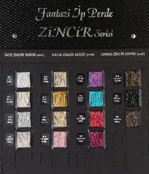 Kalın Zincir Serisi İp Perde Sarı Gümüş- Gümüş Simli-roze Gold