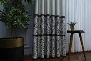 Modern Pano Fon Perde Bantlı Çift Renk - 503- Siyah-gri-füme-antrasit-bej-füme
