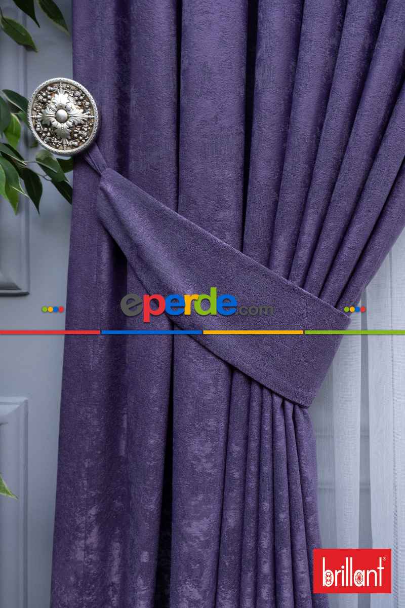 Yatak Odası - Brillant Jakar Fon Perde(Dökümlü Fon )- Mor-leylak