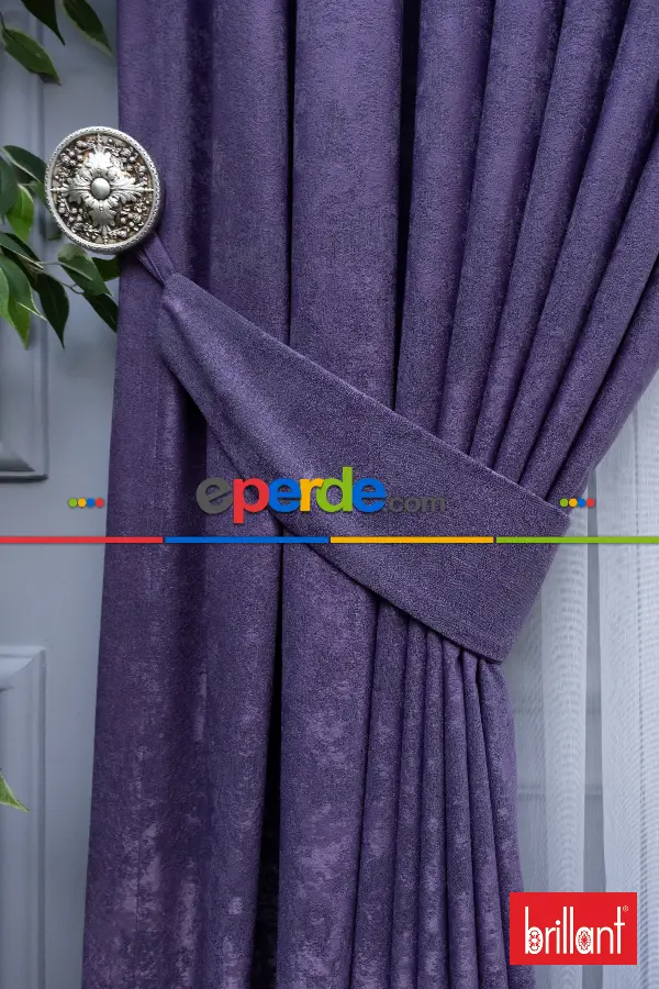 Yatak Odası - Brillant Jakar Fon Perde(Dökümlü Fon )- Mor-leylak