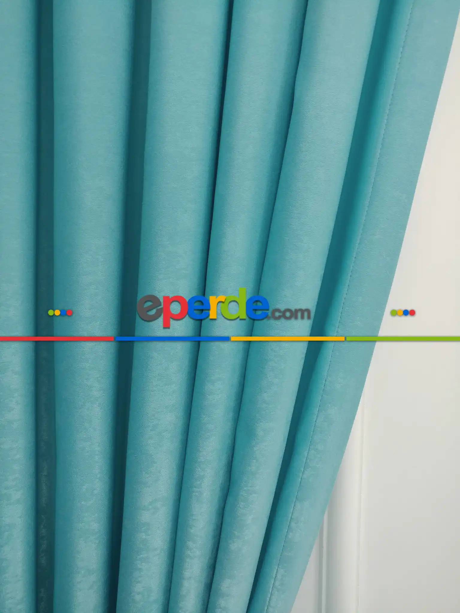 Salon - Soft Fon Perde Turkuaz Mavisi Dökümlü En - Turkuaz