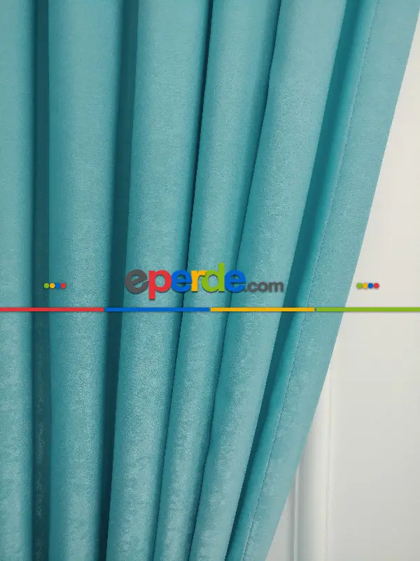 Salon - Soft Fon Perde Turkuaz Mavisi Dökümlü En - Turkuaz