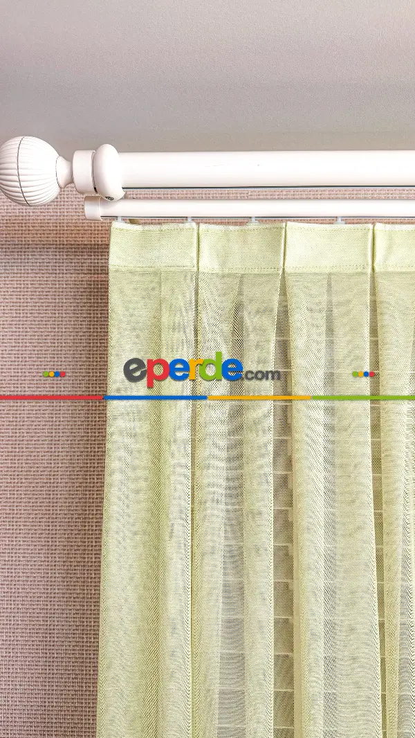 Yatak Odası Tül - Yeşil Grek Zemin Düz Tül Perde - Kurşunlu