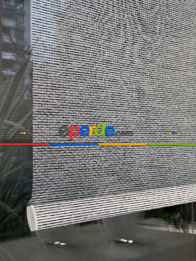 Gri Çiftli Sistem Tül Stor Perde, Standart Metal Kasalı Yüksek Kalite Kornişe Kolay Montaj Seçenekli