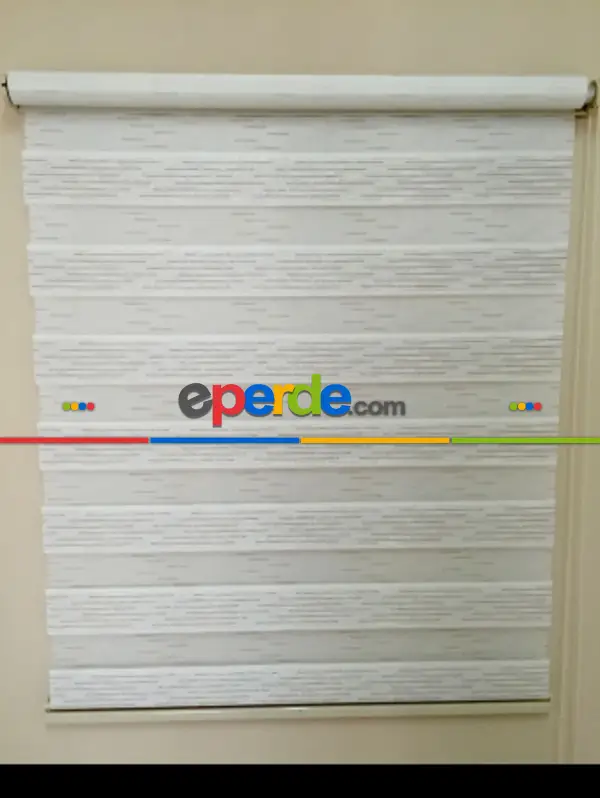 Sütlü Kahve Krem Lüx Zebra Perde- Krem-gümüş Simli-sütlü Kahve