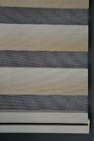 Halim Perdesan Yz-01 Krem & Sütlü Kahve Renk Etekli Veya Eteksiz Zebra Stor Perde