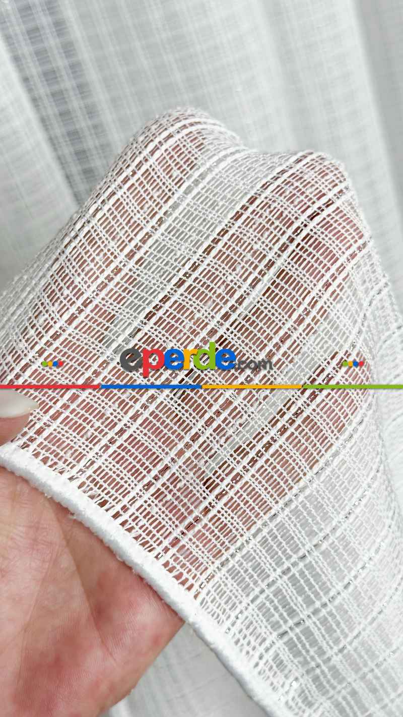 Simli Çizgili Modern Zarif Düz Tül Perde Mira Tül