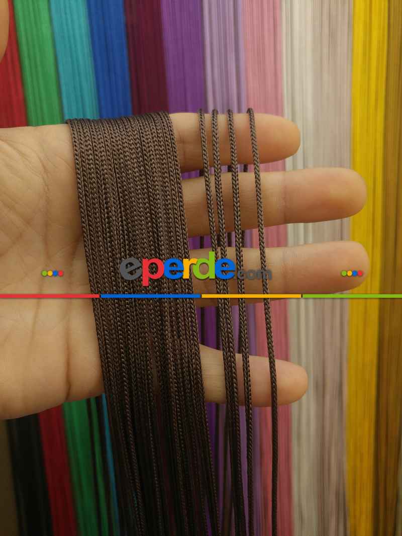 Kalın Zincir Serisi İp Perde (beyaz, Krem, Gri, Kırmızı, Bordo, Siyah, Mavi, Pembe, Sarı)- Kahverengi-kahve