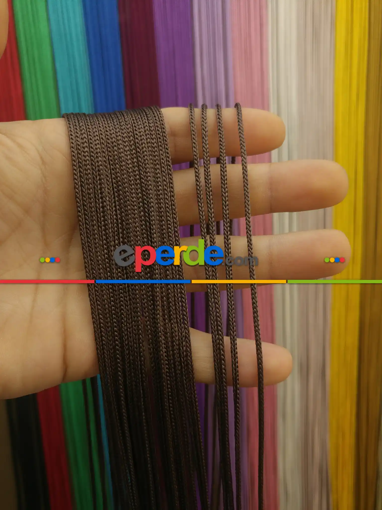 Kalın Zincir Serisi İp Perde (beyaz, Krem, Gri, Kırmızı, Bordo, Siyah, Mavi, Pembe, Sarı)- Kahverengi-kahve