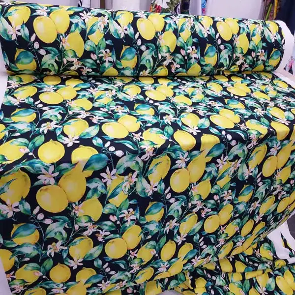 Mutfak Perdesi Kanat Fon Perde Limon Desenli- Siyah