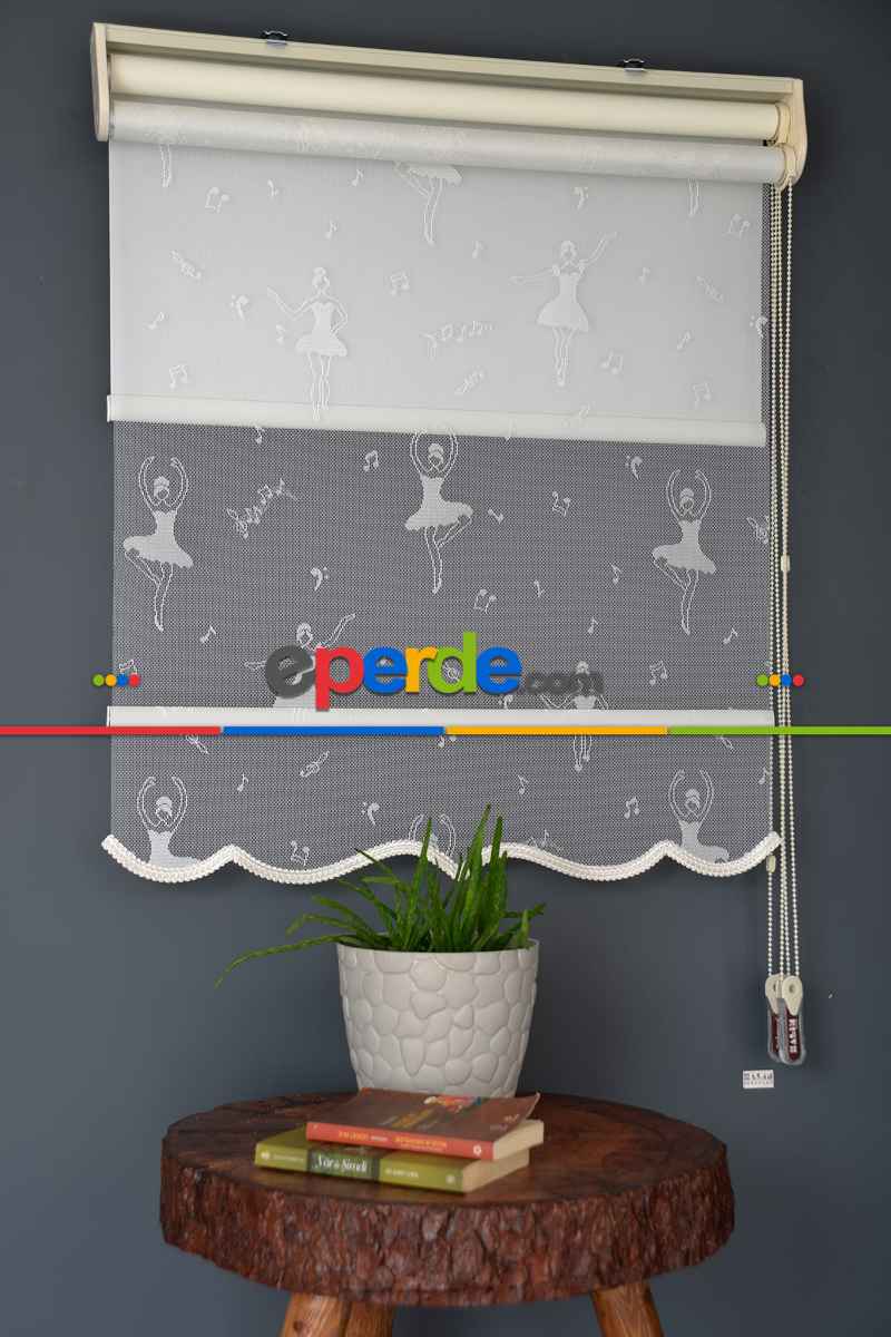 Halim Perdesan Dacuz-213 Beyaz Renk Etekli Veya Eteksiz Çift Mekanizmalı Tül Stor Perde