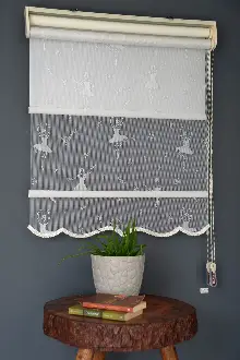 Halim Perdesan Dacuz-213 Beyaz Renk Etekli Veya Eteksiz Çift Mekanizmalı Tül Stor Perde