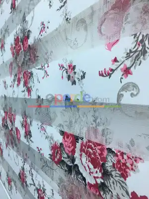 %40 Indirimli !!! Çiçek Desen Pembe-gri Zebra Perde- Siyah-füme-fuşya