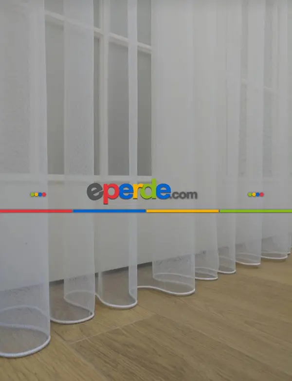 Grek Düz Tül Perde - Petek Zemin (dökümlü) Ekru Kırık Beyaz