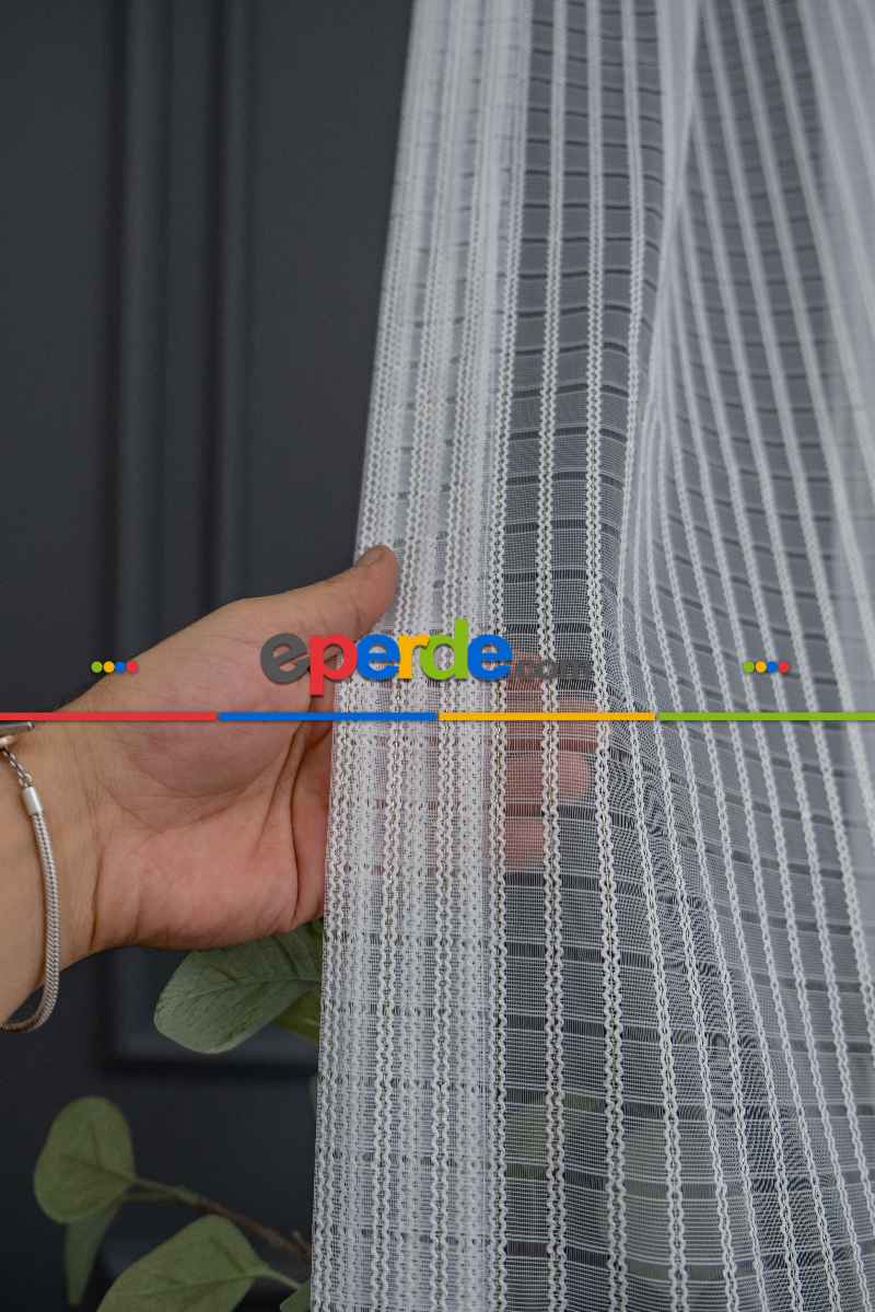 Mini Kare Gold Altın Tasarım Sırma Çizgili Tül