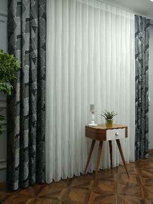 2021 Sezonu - Tül Dikey Zebra Perde - Fon Kumaşlı Tül Dikey Perde - Stor Tül Perde Hepsi Birarada- Gri Açık-gri Koyu-ekru