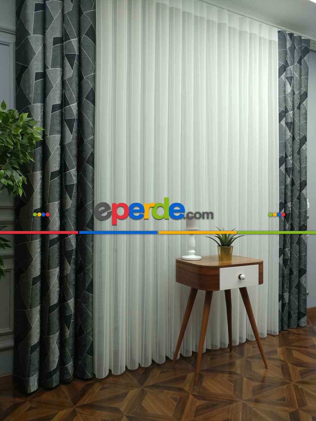 2021 Sezonu - Tül Dikey Zebra Perde - Fon Kumaşlı Tül Dikey Perde - Stor Tül Perde Hepsi Birarada- Gri Açık-gri Koyu-ekru