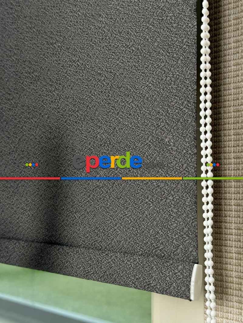 Mutfak Antrasit Gri Jakar Dokuma Stor Perde, Standart Metal Kasalı Yüksek Kalite Kornişe Kolay Montaj Seçenekli