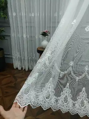 Tül Perde Geniş Etek Grek- Ekru