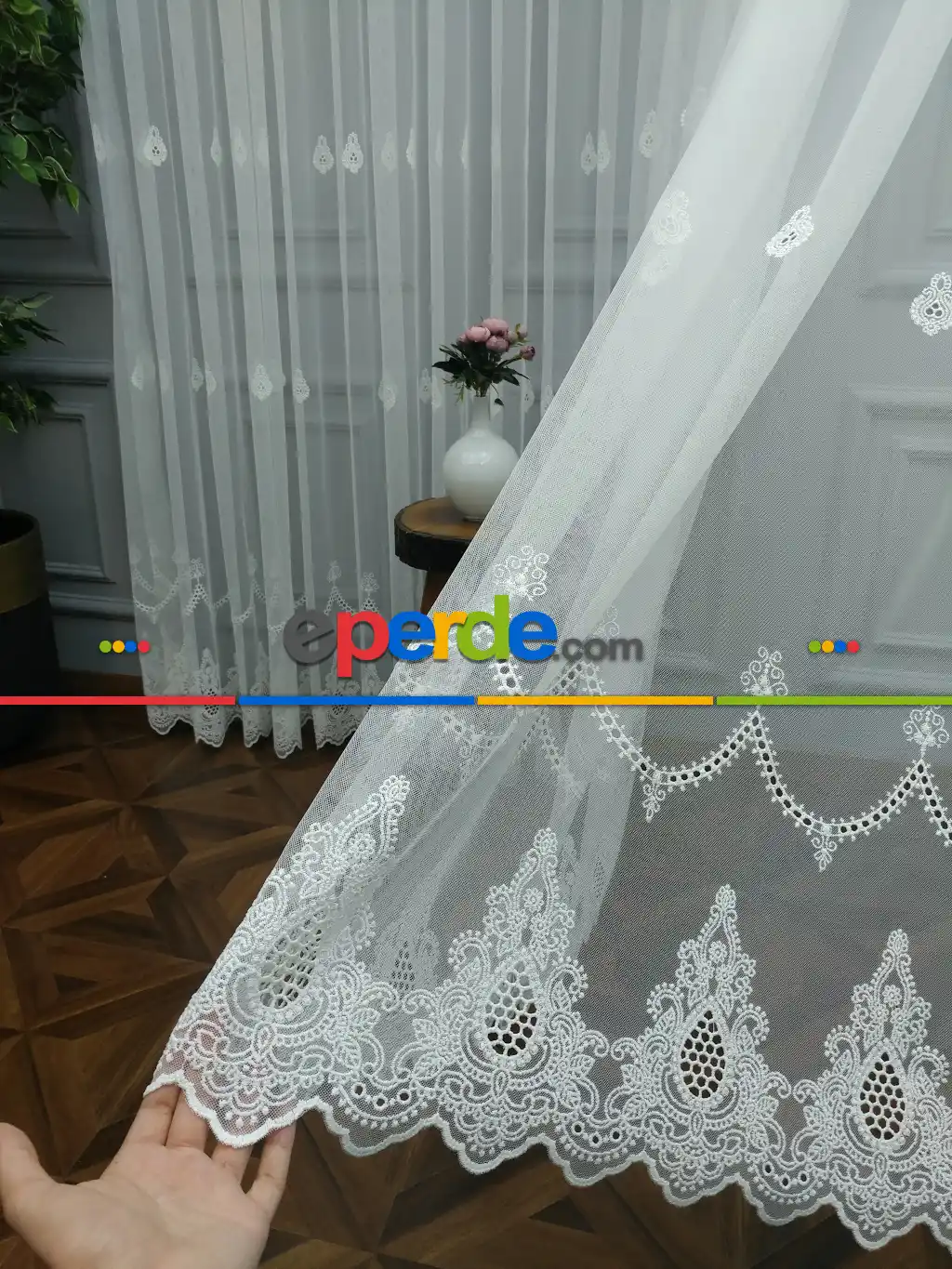 Tül Perde Geniş Etek Grek- Ekru