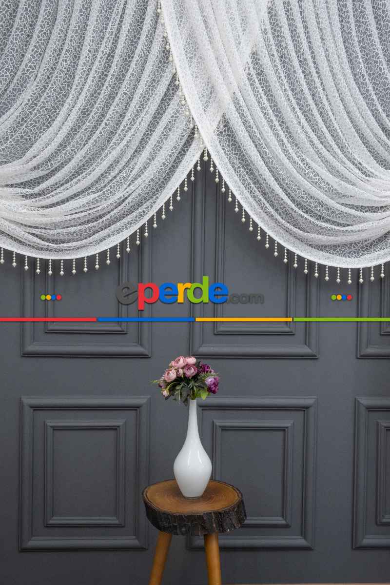 Yanki Kruvaze Tül Arı Peteği Tül Kristal İnci Boncuklu