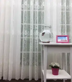 Arası Ve Eteği Damask Desenli - Orta Klasik Desenli Ütü İstemez Tül Perde