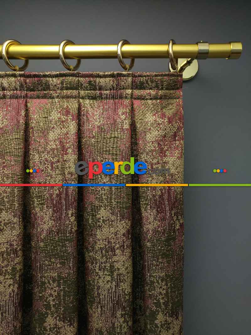 Oturma Odası - PatineDesenli Modern Desenli Jakarlı Fon Perde Yeni Seri 401- Bej-haki-mürdüm