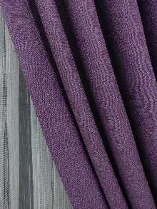 Salon Fon Perde - Keten Mor Renk Düz Fon Perde- Mor