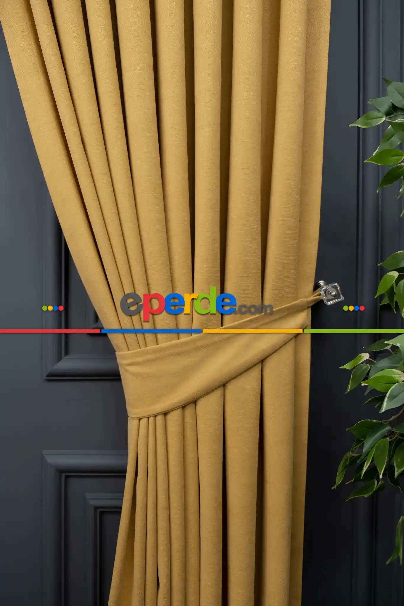 Hardal Düz Fon Perde En Dökümlü Fon Perde