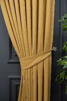 Hardal Düz Fon Perde En Dökümlü Fon Perde