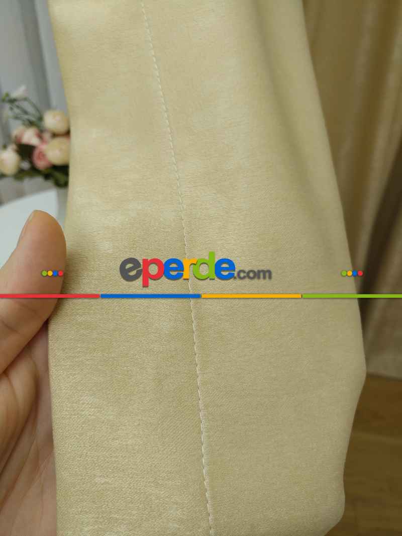 Oturma Odası - Soft Koyu Krem Fon Perde (150)- Krem Koyu