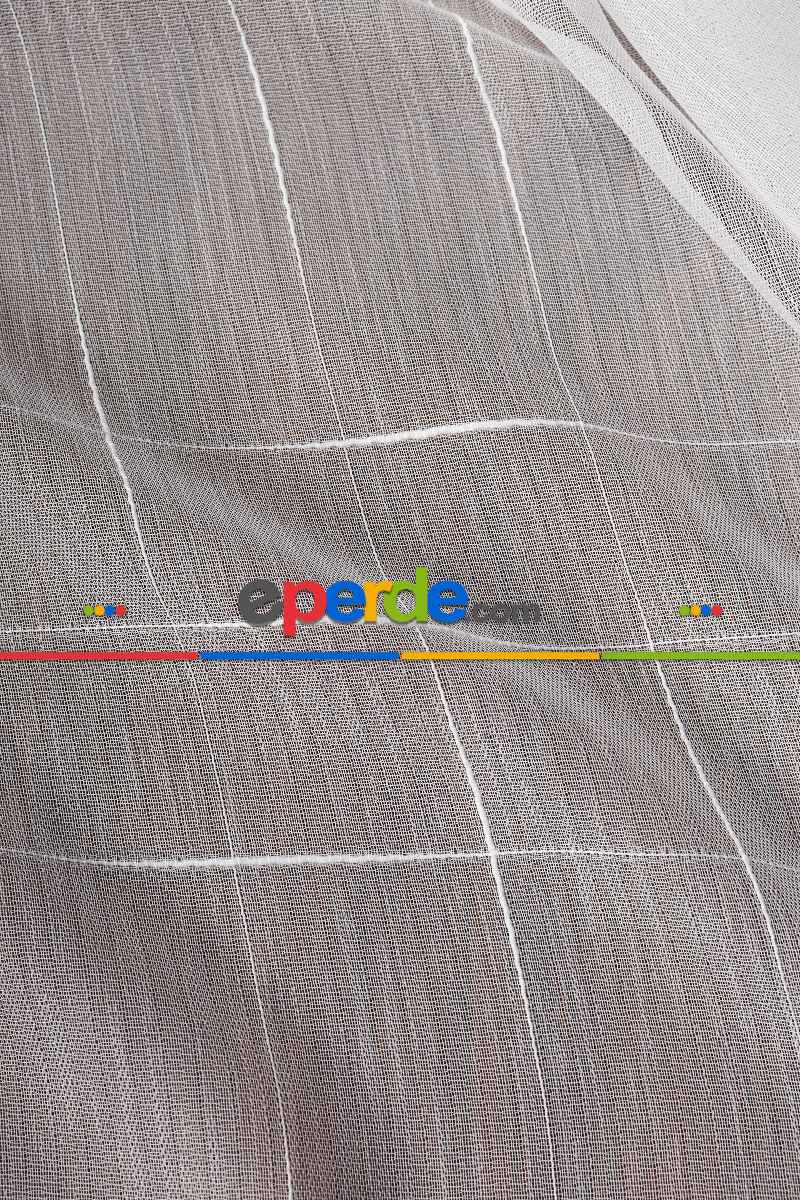 Salon Tül Modelleri - Bambu Zemin Geometri Nakış İşlemeli Tül Perde