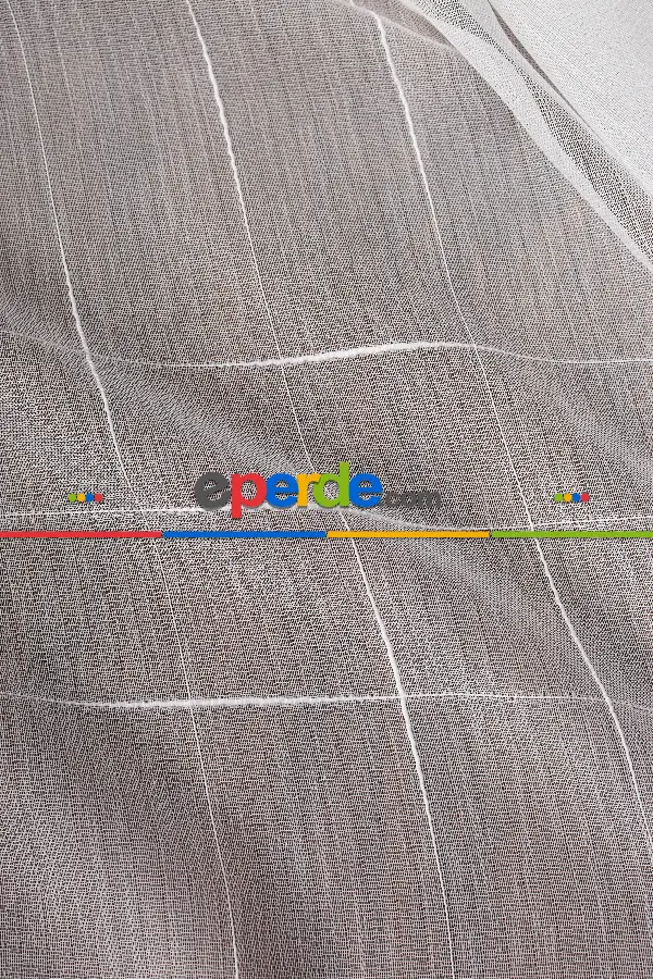 Salon Tül Modelleri - Bambu Zemin Geometri Nakış İşlemeli Tül Perde