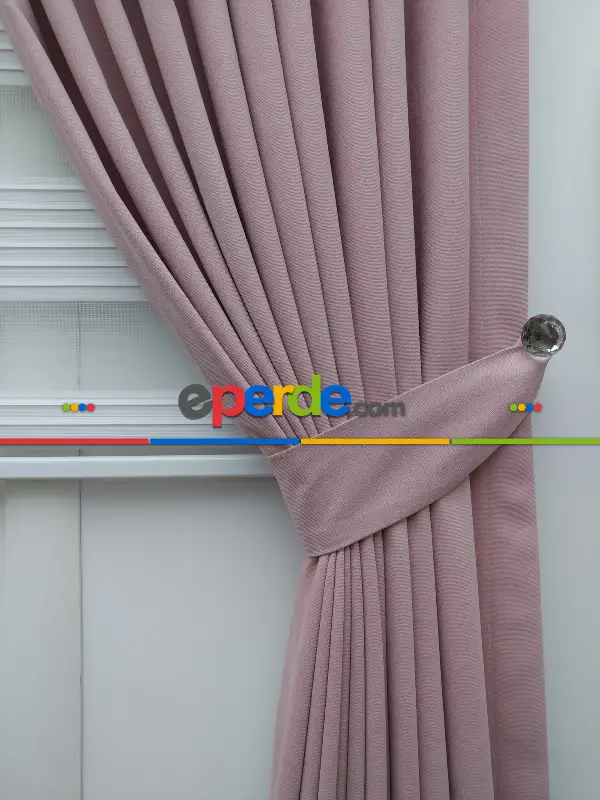 Salon Fon Perde - Pudra Pembe -gül Kurusu - Düz Fon Perde (300cm 1.kalite Dökümlü Fon Perde)- Pembe Pudra Pembe