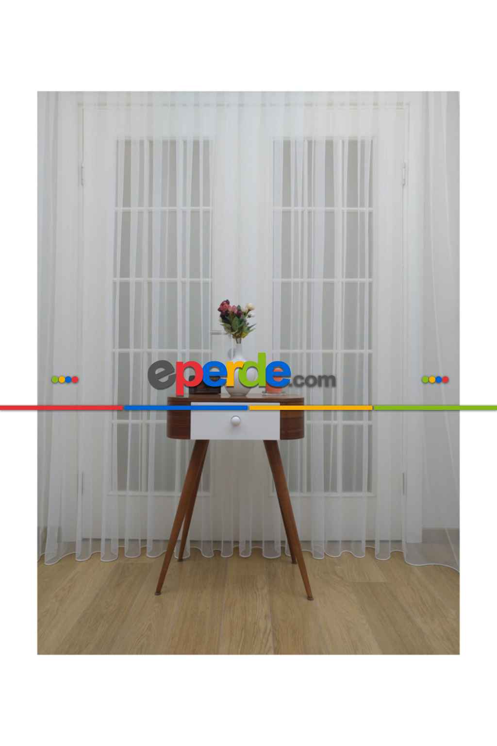 Salon Düz Tül - Grek Tül Perde - Petek Zemin - Ekru