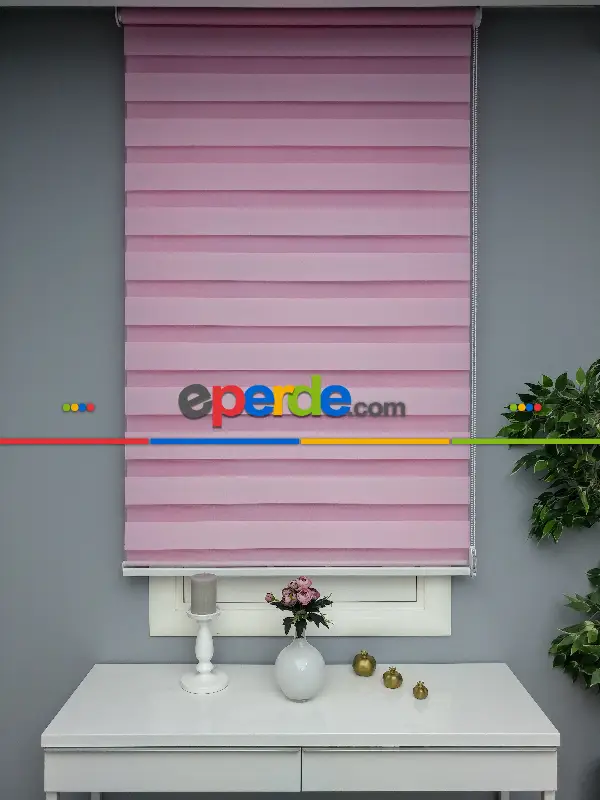 Pembe Zebra Perde - Düz Zebra Perde