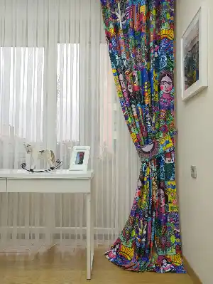 Popart Döşemelik Ve Fon Perde Kumaşı - Kumaşı Kalındır Duck Bezi Değildir.- Mavi-sarı-beyaz-turkuaz-çok Renkli