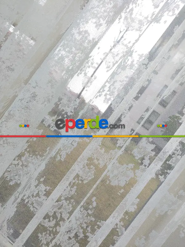 Bt 711 Patine Spor Desenli Fransız Dantel 2025 Tül Perde - Ekru